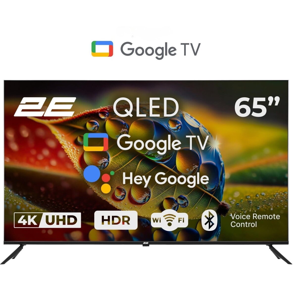 2E 65″ QLED Smart TV, 4K, 60Hz, HDR, Google TV, Wi-Fi, Bluetooth (2E-65A77Q)