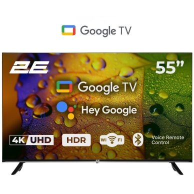 2E 55″ Smart TV, 4K, 60Hz, HDR, Google TV, Wi-Fi, Bluetooth (2E-55A07K) 2E 55″ Smart TV, 4K, 60Hz, HDR, Google TV, Wi-Fi, Bluetooth (2E-55A07K)