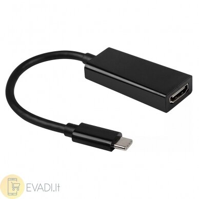 Adapteris - C tipo į HDMI 4K * 2K - 0,25 metro juodas Adapteris - C tipo į HDMI 4K * 2K - 0,25 metro juodas
