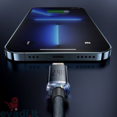 Baseus Crystal Shine serija | USB – Lightning laidas, skirtas Apple iPhone iPad AirPods 2.4A | 1.2m 5