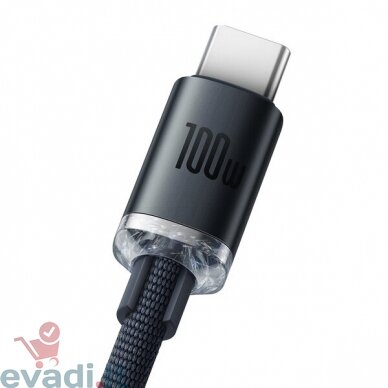 Baseus Crystal Shine serija | USB Type-C 100W 66W 6A laidas, skirtas Huawei Honor 50 Pro | 1.2 m