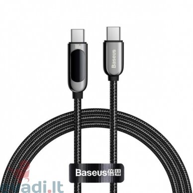 Baseus Display Fast Charging serija | C tipo USB-C 5A 100 W laidas su Power Delivery Quick Charge 4.0 | 1.0 m 3