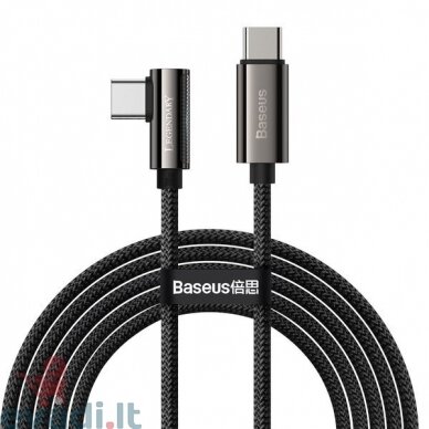 Baseus Legend serija | USB-C Type-C 100W 20V / 5A kampinis laidas su Power Delivery QC 4.0 LED | 2.0 m