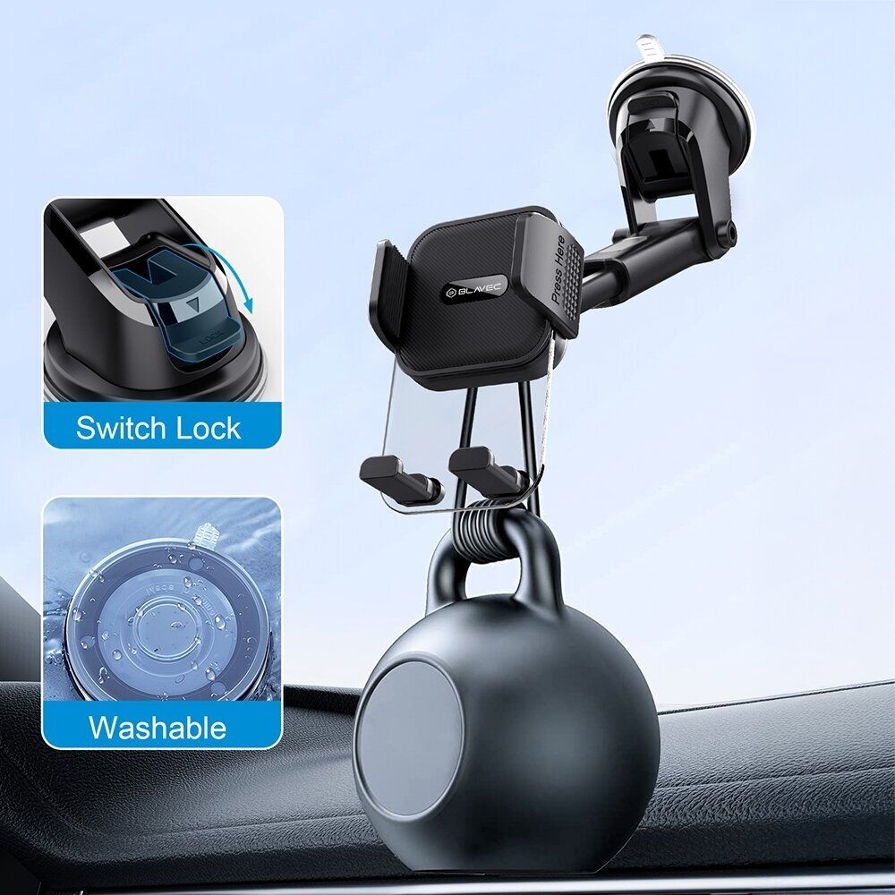 Blavec BH-07 automobilinis laikiklis prie stiklo, automatinis užspaudimas, 360° reguliacija, universalus, juodas 4 Blavec BH-07 automobilinis laikiklis prie stiklo, automatinis užspaudimas, 360° reguliacija, universalus, juodas 4