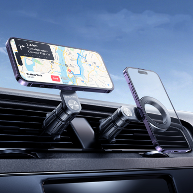 Blavec BH-03 magnetinis automobilinis laikiklis į groteles, MagSafe, stiprūs magnetai, 360° reguliacija, universalus, juodas 5