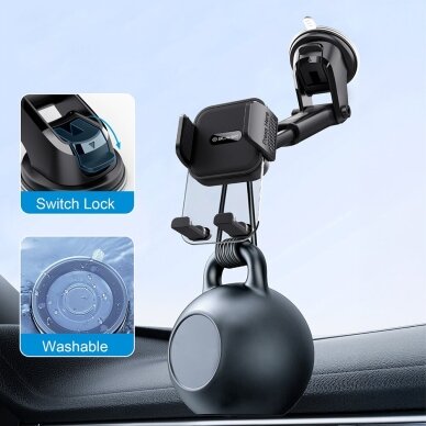 Blavec BH-07 automobilinis laikiklis prie stiklo, automatinis užspaudimas, 360° reguliacija, universalus, juodas 4