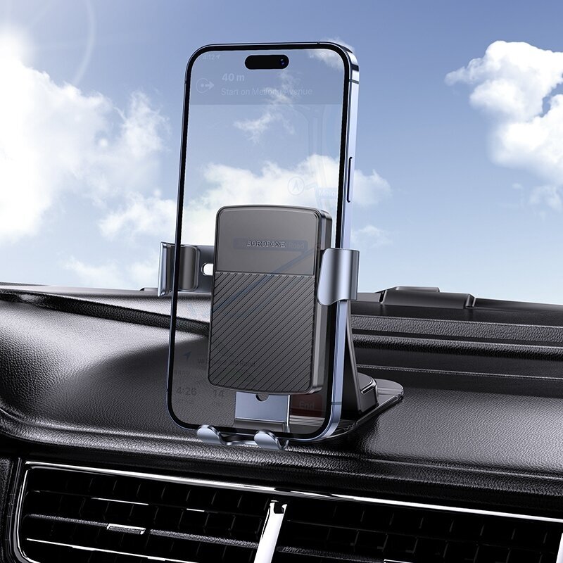 Borofone BH119 Refined grawitacinis telefonų laikiklis, klijuojamas, automatinis, juodas, universalus 1