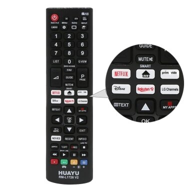 HUAYU RM-L1726 V2 universalus nuotolinio valdymo pultas LG televizoriams su Netflix, Disney+ ir Rakuten TV HUAYU RM-L1726 V2 universalus nuotolinio valdymo pultas LG televizoriams su Netflix, Disney+ ir Rakuten TV