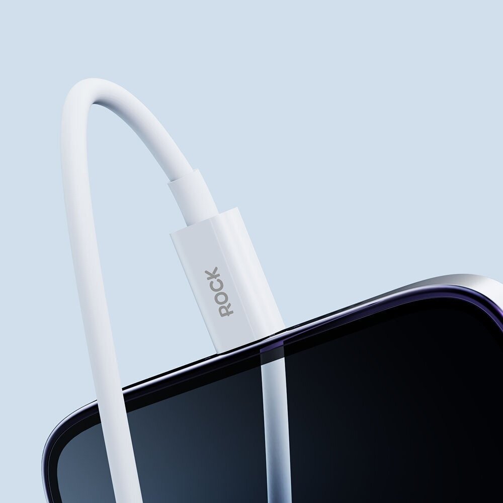 ROCK Simple Series USB–Lightning kabelis 2 m 2.4A (baltas) 4