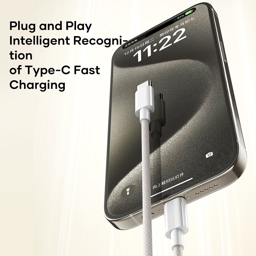 ROCK Z20 USB-C į USB-C kabelis 60W PD 1 m (baltas) 4