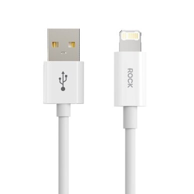 ROCK Simple Series USB–Lightning kabelis 2 m 2.4A (baltas)