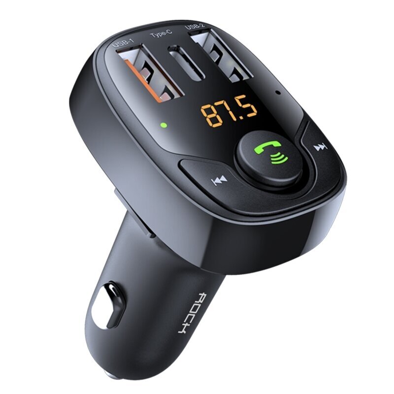 ROCK B301 FM Bluetooth MP3 automobilinis siųstuvas su 36W greitu įkrovimu ROCK B301 FM Bluetooth MP3 automobilinis siųstuvas su 36W greitu įkrovimu