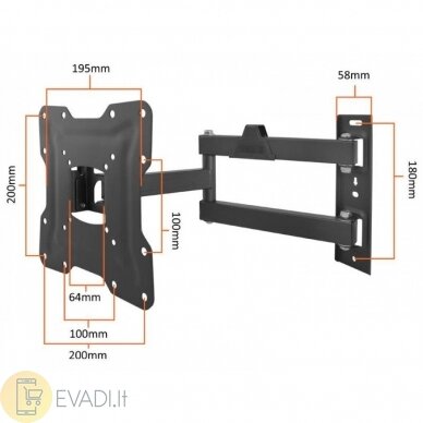 TV Laikiklis LXLCD105, VESA 200x200 mm, nuo 17" iki 43" 1 TV Laikiklis LXLCD105, VESA 200x200 mm, nuo 17" iki 43" 1