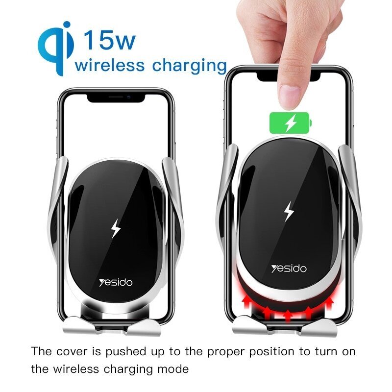 Yesido C78 automobilinis indukcinis telefono laikiklis 15W ant stiklo ir grotelių 3 Yesido C78 automobilinis indukcinis telefono laikiklis 15W ant stiklo ir grotelių 3